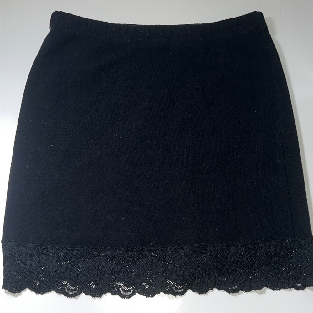 Brandy Melville Black Mini Skirt with Lace Trim